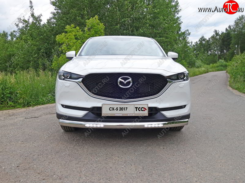 44 999 р. Защита передняя нижняя овальная с ДХО 75х42 мм ТСС Тюнинг  Mazda CX-5  KF (2016-2025) (нержавейка)  с доставкой в г. Таганрог