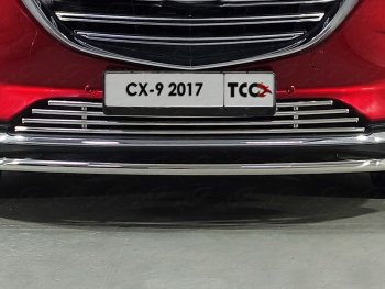 7 699 р. Нижняя декоративная вставка в бампер ТСС Тюнинг  Mazda CX-9  TC (2015-2025) дорестайлинг (d 16 мм)  с доставкой в г. Таганрог. Увеличить фотографию 1