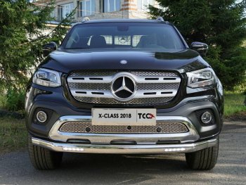 Защита передняя нижняя овальная с ДХО 75х42 мм ТСС Тюнинг Mercedes-Benz X class W470 (2017-2020)  (нержавейка)