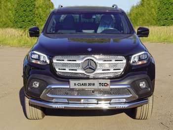 37 999 р. Защита переднего бампера нижняя с ДХО 76,1 мм ТСС Тюнинг  Mercedes-Benz X class  W470 (2017-2020) (нержавейка)  с доставкой в г. Таганрог. Увеличить фотографию 1