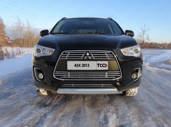 13 499 р. Защита переднего бампера нижняя овальная 75*42 мм ТСС Тюнинг  Mitsubishi ASX (2013-2016) 1-ый рестайлинг (нержавейка)  с доставкой в г. Таганрог. Увеличить фотографию 1