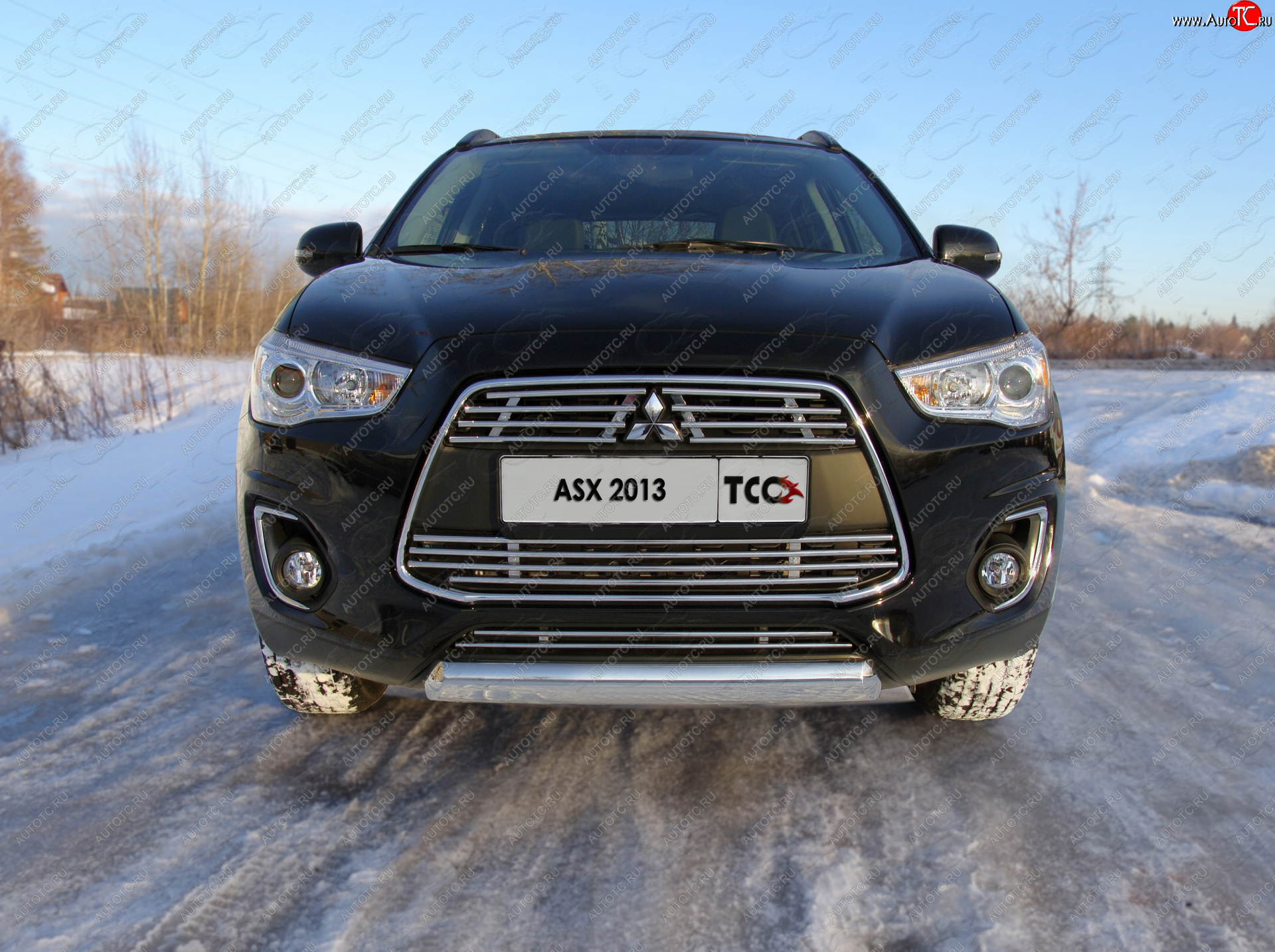 13 499 р. Защита переднего бампера нижняя овальная 75*42 мм ТСС Тюнинг  Mitsubishi ASX (2013-2016) 1-ый рестайлинг (нержавейка)  с доставкой в г. Таганрог