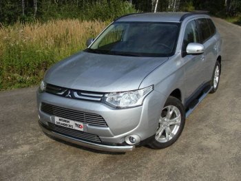 21 899 р. Защита переднего бампера нижняя овальная 75*42 мм ТСС Тюнинг  Mitsubishi Outlander  GF (2012-2014) дорестайлинг (нержавейка)  с доставкой в г. Таганрог. Увеличить фотографию 1