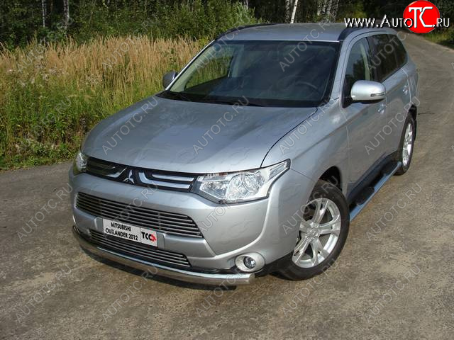 21 899 р. Защита переднего бампера нижняя овальная 75*42 мм ТСС Тюнинг  Mitsubishi Outlander  GF (2012-2014) дорестайлинг (нержавейка)  с доставкой в г. Таганрог