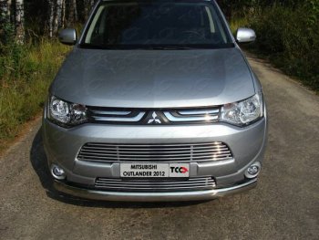 4 649 р. Нижняя декоративная вставка в бампер ТСС Тюнинг  Mitsubishi Outlander  GF (2012-2014) дорестайлинг (d 12 мм)  с доставкой в г. Таганрог. Увеличить фотографию 1