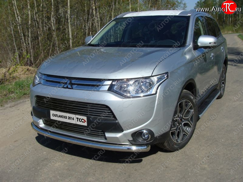 18 699 р. Защита переднего бампера нижняя d60,3 мм ТСС Тюнинг  Mitsubishi Outlander  GF (2014-2016) 1-ый рестайлинг (нержавейка)  с доставкой в г. Таганрог