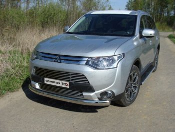 21 899 р. Защита переднего бампера нижняя овальная 75*42 мм ТСС Тюнинг  Mitsubishi Outlander  GF (2014-2016) 1-ый рестайлинг (нержавейка)  с доставкой в г. Таганрог. Увеличить фотографию 1