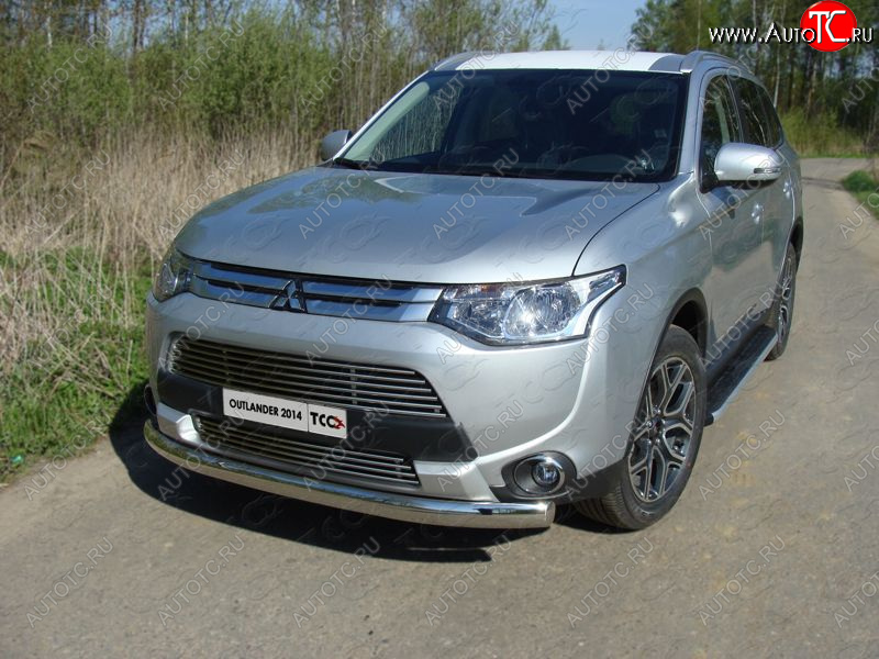 21 899 р. Защита переднего бампера нижняя овальная 75*42 мм ТСС Тюнинг  Mitsubishi Outlander  GF (2014-2016) 1-ый рестайлинг (нержавейка)  с доставкой в г. Таганрог