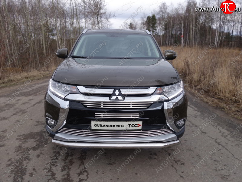 14 999 р. Защита передняя нижняя короткая 60,3 мм ТСС Тюнинг Mitsubishi Outlander GF 2-ой рестайлинг (2015-2018) (нержавейка)  с доставкой в г. Таганрог