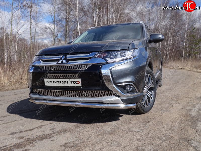 22 599 р.  Защита передняя нижняя длинная 60,3 мм ТСС Тюнинг Mitsubishi Outlander GF 2-ой рестайлинг (2015-2018) (нержавейка)  с доставкой в г. Таганрог