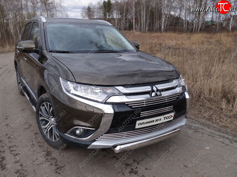 20 899 р. Защита переднего бампера нижняя овальная 75*42 мм ТСС Тюнинг Mitsubishi Outlander GF 2-ой рестайлинг (2015-2018) (нержавейка)  с доставкой в г. Таганрог