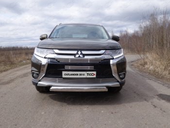 9 349 р. Нижняя декоративная вставка в бампер ТСС Тюнинг  Mitsubishi Outlander  GF (2015-2018) 2-ой рестайлинг (d 12 мм)  с доставкой в г. Таганрог. Увеличить фотографию 1