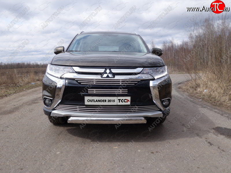 9 349 р. Нижняя декоративная вставка в бампер ТСС Тюнинг  Mitsubishi Outlander  GF (2015-2018) 2-ой рестайлинг (d 12 мм)  с доставкой в г. Таганрог