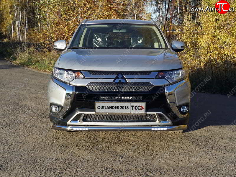 32 999 р. Защита переднего бампера нижняя с ДХО 60,3 мм ТСС Тюнинг Mitsubishi Outlander GF 3-ий рестайлинг (2018-2022) (нержавейка)  с доставкой в г. Таганрог