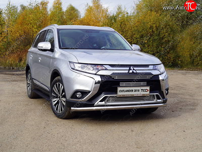 22 999 р. Защита передняя нижняя длинная 60,3 мм ТСС Тюнинг  Mitsubishi Outlander  GF (2018-2022) 3-ий рестайлинг (нержавейка)  с доставкой в г. Таганрог