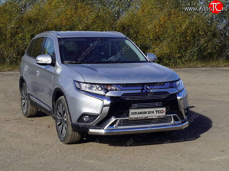 22 799 р. Защита переднего бампера нижняя овальная 75*42 мм ТСС Тюнинг Mitsubishi Outlander GF 3-ий рестайлинг (2018-2022) (нержавейка)  с доставкой в г. Таганрог