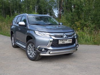 24 999 р. Защита передняя нижняя двойная 76,1*75 мм ТСС Тюнинг  Mitsubishi Pajero Sport  QE (2015-2021) дорестайлинг (нержавейка)  с доставкой в г. Таганрог. Увеличить фотографию 1