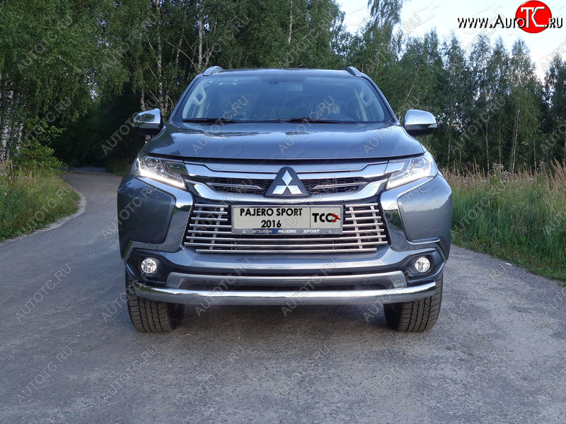 21 899 р. Защита переднего бампера нижняя овальная 75*42 мм ТСС Тюнинг  Mitsubishi Pajero Sport  PB (2013-2017) рестайлинг (нержавейка)  с доставкой в г. Таганрог