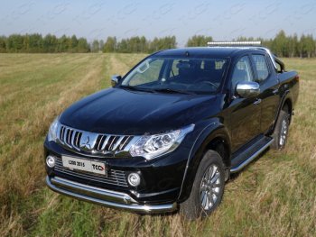 26 499 р. Защита передняя нижняя двойная 76,1*75 мм Тюнинг  Mitsubishi L200  5 KK,KL (2015-2019) дорестайлинг (нержавейка)  с доставкой в г. Таганрог. Увеличить фотографию 1