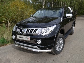 39 999 р. Защита переднего бампера нижняя с ДХО 76,1 мм ТСС Тюнинг  Mitsubishi L200  5 KK,KL (2015-2019) дорестайлинг (нержавейка)  с доставкой в г. Таганрог. Увеличить фотографию 1