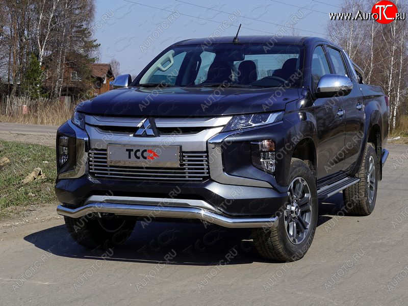 23 999 р. Защита переднего бампера волна d76,1 мм ТСС Тюнинг  Mitsubishi L200  5 KK,KL (2018-2022) рестайлинг (нержавейка)  с доставкой в г. Таганрог