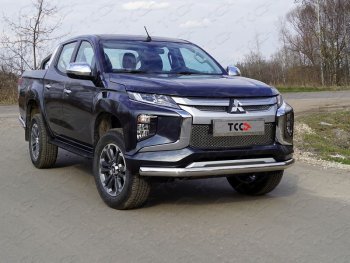 22 999 р. Защита переднего бампера нижняя овальная75*42 мм ТСС Тюнинг  Mitsubishi L200  5 KK,KL (2018-2022) рестайлинг (нержавейка)  с доставкой в г. Таганрог. Увеличить фотографию 1