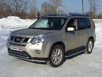 Защита переднего бампера нижняя d60,3*42,4 мм ТСС Тюнинг Nissan (Нисан) X-trail (Х-трейл)  2 T31 (2010-2015) 2 T31 рестайлинг  (нержавейка)