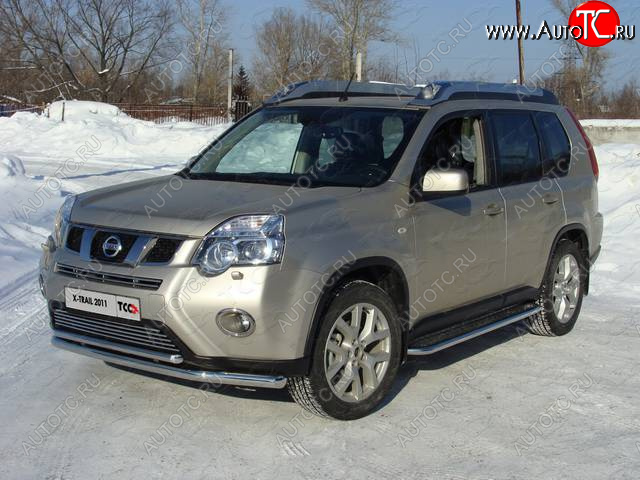 21 799 р. Защита переднего бампера нижняя d60,3*42,4 мм ТСС Тюнинг  Nissan X-trail  2 T31 (2010-2015) рестайлинг (нержавейка)  с доставкой в г. Таганрог