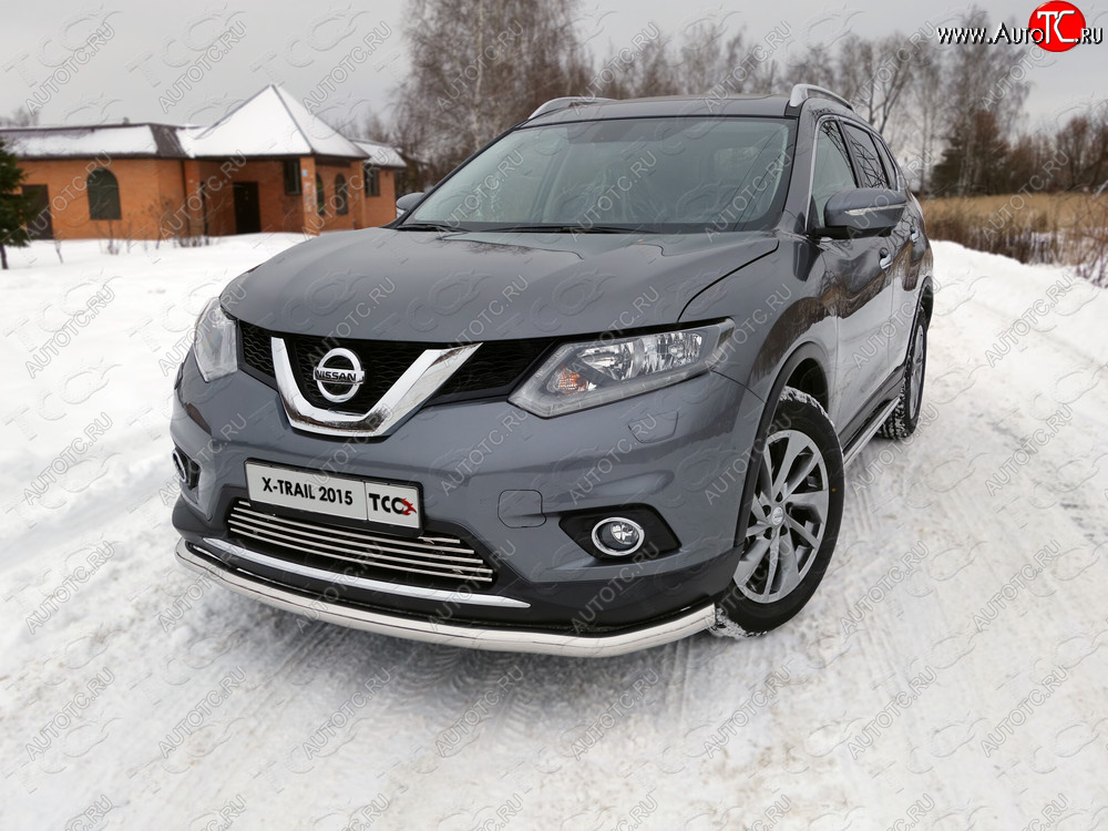 21 799 р. Защита передняя нижняя длинная 60,3 мм ТСС Тюнинг  Nissan X-trail  3 T32 (2013-2018) дорестайлинг (нержавейка)  с доставкой в г. Таганрог