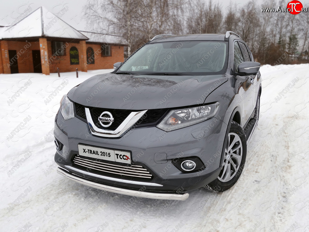 15 549 р. Защита передняя нижняя короткая 60,3 мм ТСС Тюнинг Nissan X-trail 3 T32 дорестайлинг (2013-2018) (нержавейка)  с доставкой в г. Таганрог