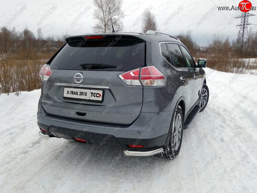 18 699 р. Защита заднего бампера (уголки, d60,3 мм) TCC Nissan X-trail 3 T32 дорестайлинг (2013-2018)  с доставкой в г. Таганрог