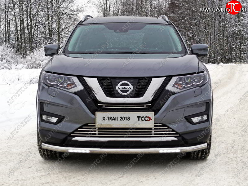 42 999 р. Защита переднего бампера нижняя с ДХО 60,3 мм ТСС Тюнинг  Nissan X-trail  3 T32 (2017-2022) рестайлинг (нержавейка)  с доставкой в г. Таганрог