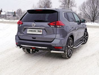 Защита заднего бампера (уголки, d60,3 мм) TCC Nissan (Нисан) X-trail (Х-трейл)  3 T32 (2017-2022) 3 T32 рестайлинг