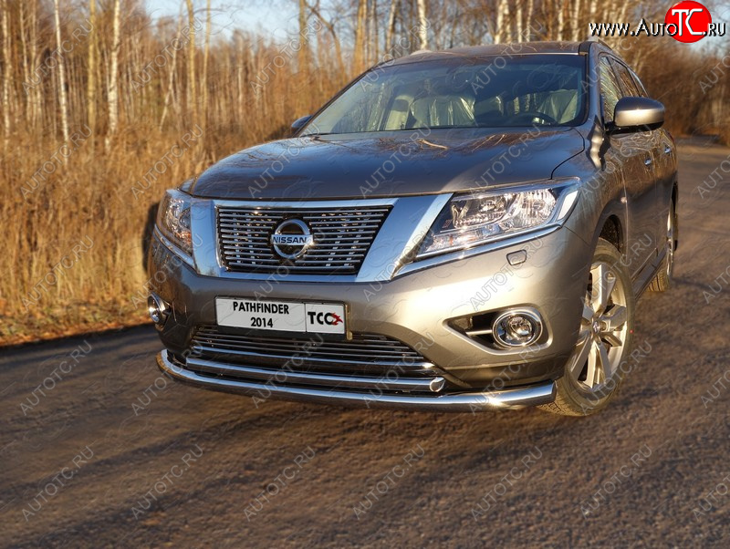 30 999 р.  Защита передняя нижняя двойная 76,1*50,8 мм Тюнинг Nissan Pathfinder R52 дорестайлинг (2012-2017) (нержавейка)  с доставкой в г. Таганрог