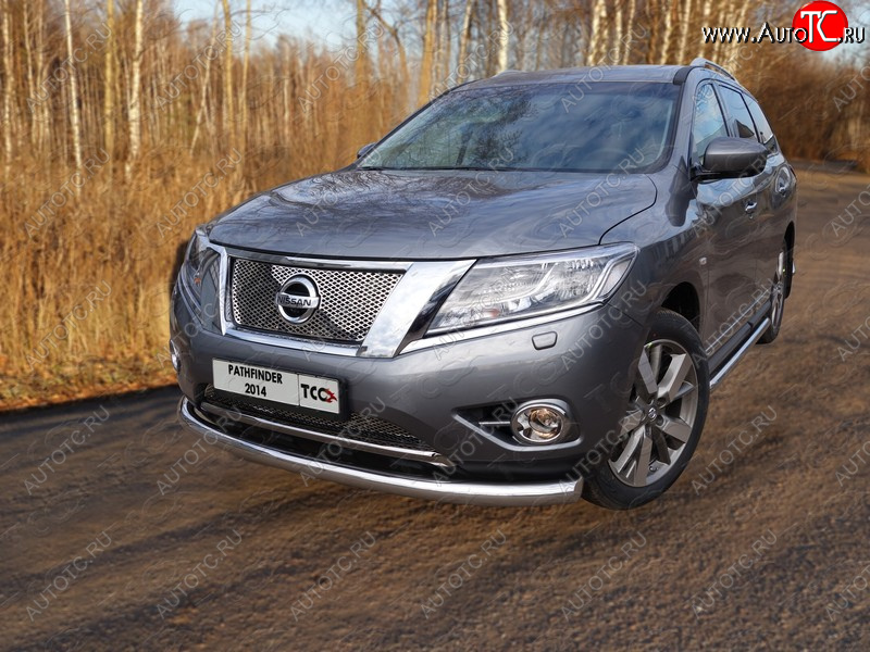 24 949 р. Защита переднего бампера нижняя d76,1 мм ТСС Тюнинг Nissan Pathfinder R52 дорестайлинг (2012-2017) (нержавейка)  с доставкой в г. Таганрог