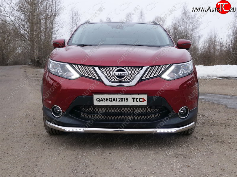 38 949 р. Защита переднего бампера нижняя с ДХО 60,3 мм ТСС Тюнинг  Nissan Qashqai  2 (2013-2019) J11 дорестайлинг (нержавейка)  с доставкой в г. Таганрог