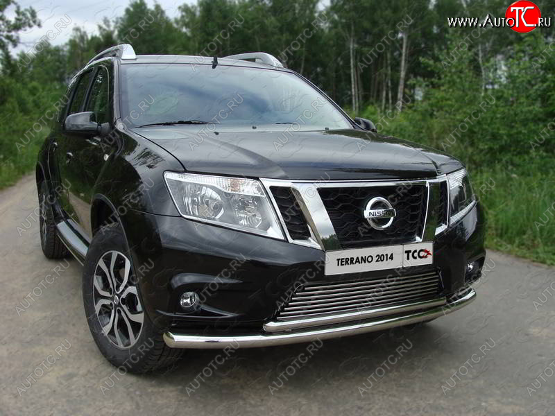 22 999 р. Защита передняя нижняя двойная 60,3*42,4 мм ТСС Тюнинг  Nissan Terrano  D10 (2013-2016) дорестайлинг (нержавейка)  с доставкой в г. Таганрог