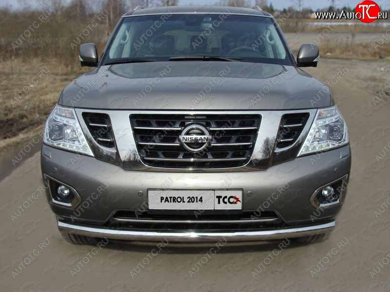 29 999 р. Защита переднего бампера нижняя 76,1 мм ТСС тюнинг  Nissan Patrol  6 (2014-2017) Y62 рестайлинг (нержавейка)  с доставкой в г. Таганрог