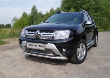 30 999 р. Защита переднего бампера нижняя с ДХО 60,3 мм ТСС Тюнинг  Renault Duster  HS (2015-2021) рестайлинг (нержавейка)  с доставкой в г. Таганрог. Увеличить фотографию 1