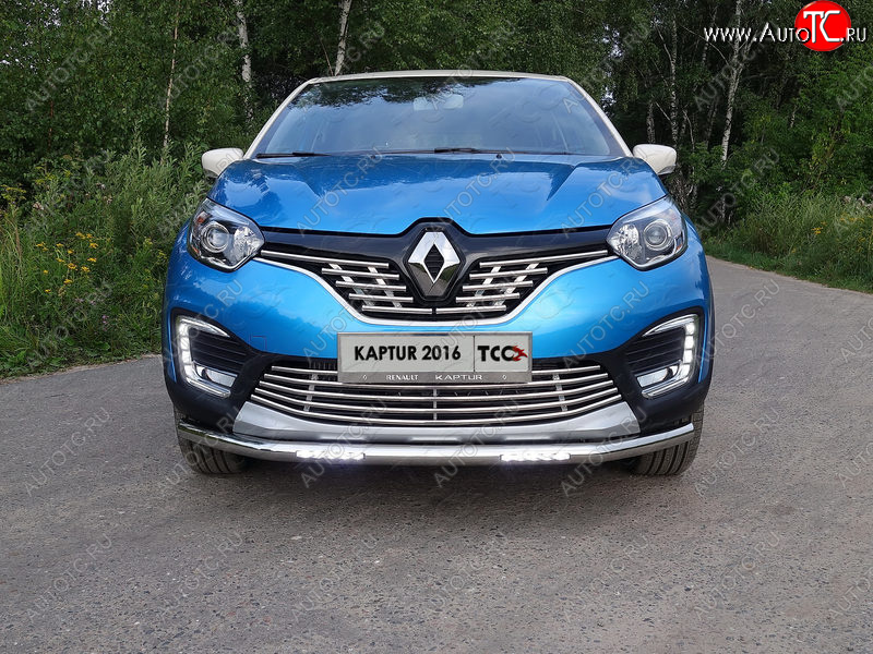 29 449 р. Защита переднего бампера нижняя с ДХО 60,3 мм ТСС Тюнинг Renault Kaptur дорестайлинг (2016-2020) (нержавейка)  с доставкой в г. Таганрог