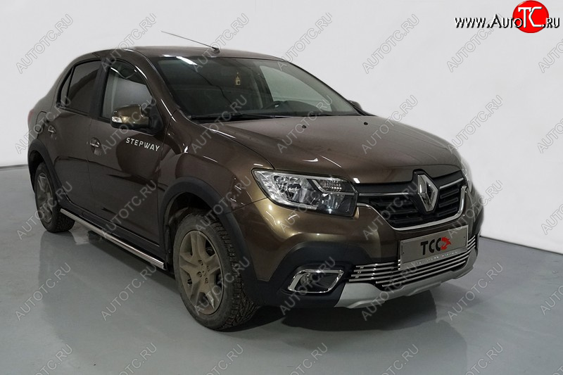 20 749 р. Защита порогов труба d42,4 мм ТСС Тюнинг  Renault Logan Stepway (2018-2025) (серые)  с доставкой в г. Таганрог