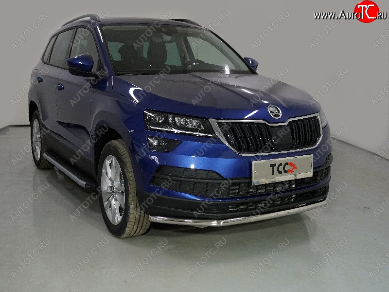 16 999 р. Защита переднего бампера нижняя d42,4 мм ТСС Тюнинг  Skoda Karoq  NU7 (2020-2024) рестайлинг (нержавейка)  с доставкой в г. Таганрог