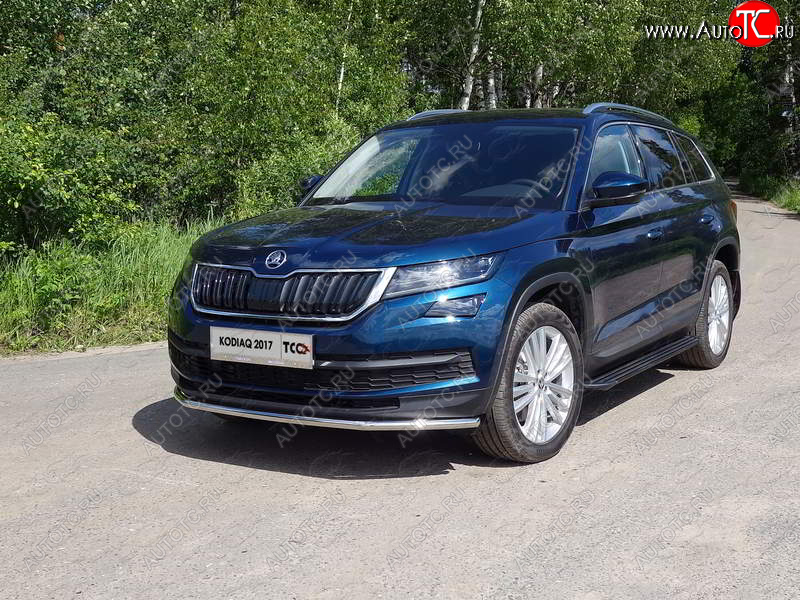 16 899 р. Защита переднего бампера нижняя d42,4 мм ТСС Тюнинг  Skoda Kodiaq  NU7 (2017-2021) дорестайлинг (нержавейка)  с доставкой в г. Таганрог