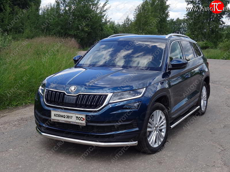 18 699 р. Защита переднего бампера нижняя d60,3 мм ТСС Тюнинг  Skoda Kodiaq  NU7 (2017-2021) дорестайлинг (нержавейка)  с доставкой в г. Таганрог