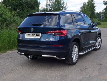 13 249 р. Защита заднего бампера (уголки, d42,4 мм) TCC  Skoda Kodiaq  NU7 (2017-2021) дорестайлинг  с доставкой в г. Таганрог. Увеличить фотографию 1