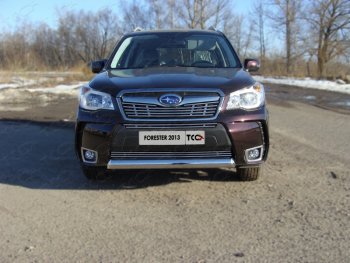 4 649 р. Нижняя декоративная вставка в бампер (спорт) ТСС Тюнинг  Subaru Forester  SJ (2012-2016) дорестайлинг (d 12 мм)  с доставкой в г. Таганрог. Увеличить фотографию 1