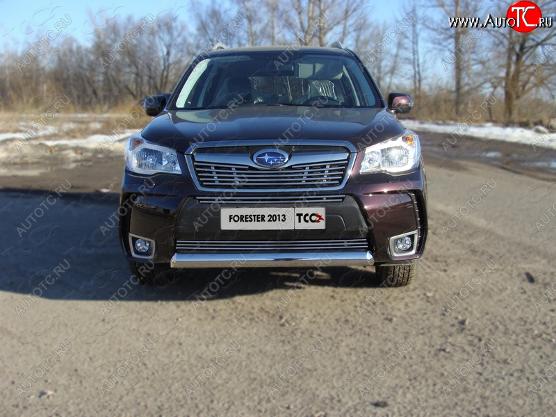 4 649 р. Нижняя декоративная вставка в бампер (спорт) ТСС Тюнинг  Subaru Forester  SJ (2012-2016) дорестайлинг (d 12 мм)  с доставкой в г. Таганрог