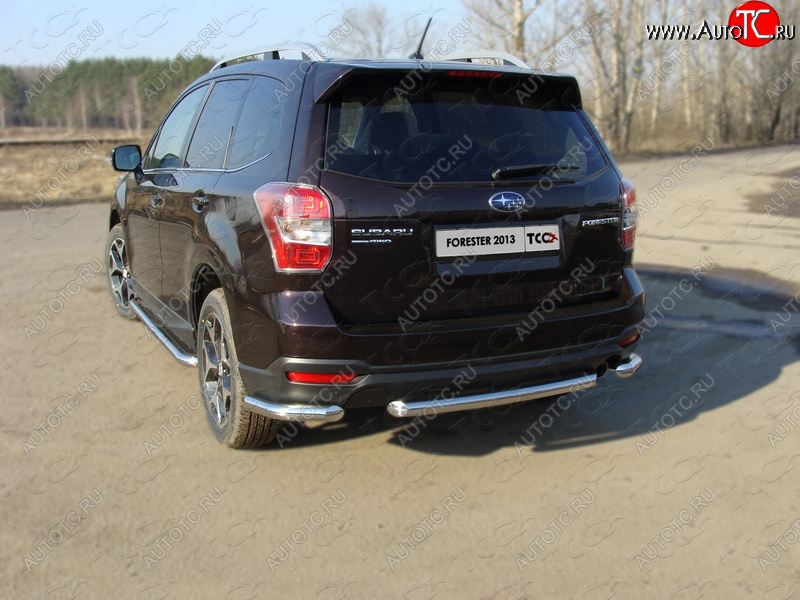 18 699 р. Защита заднего бампера (уголки, d60,3 мм) TCC  Subaru Forester  SJ (2012-2016) дорестайлинг  с доставкой в г. Таганрог