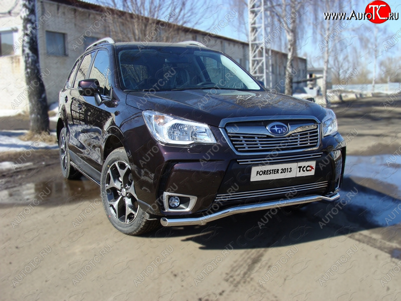 21 799 р. Защита переднего бампера нижняя d60,3 мм ТСС Тюнинг  Subaru Forester  SJ (2012-2016) дорестайлинг (нержавейка)  с доставкой в г. Таганрог