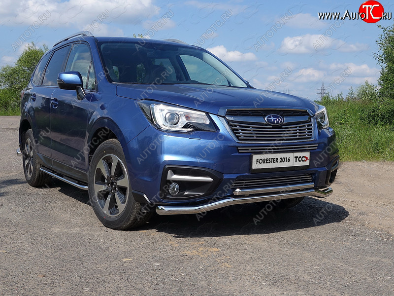 4 649 р. Нижняя декоративная вставка в бампер ТСС Тюнинг  Subaru Forester  SJ (2016-2019) рестайлинг (d 12 мм)  с доставкой в г. Таганрог